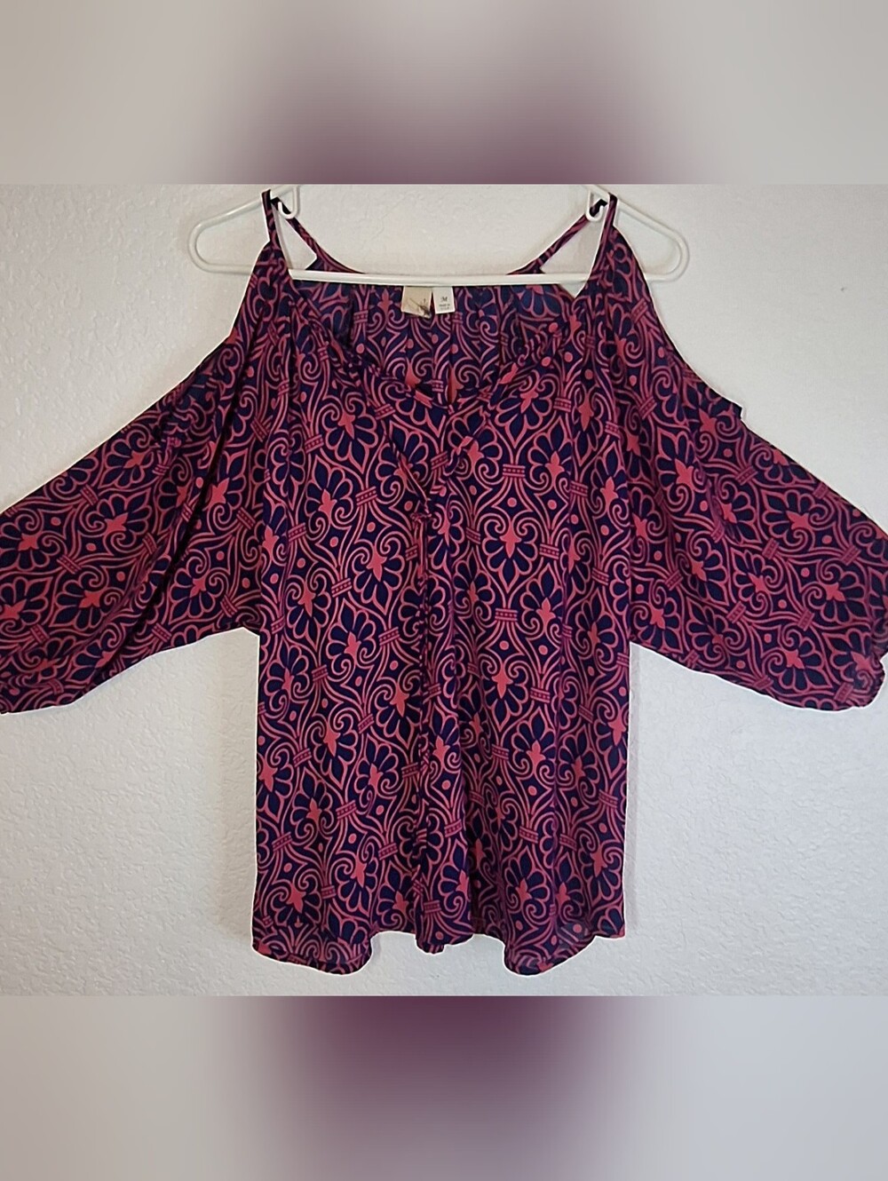 Flying Tomato Pink & Blue Boho Medallion Blouse M 11027-03